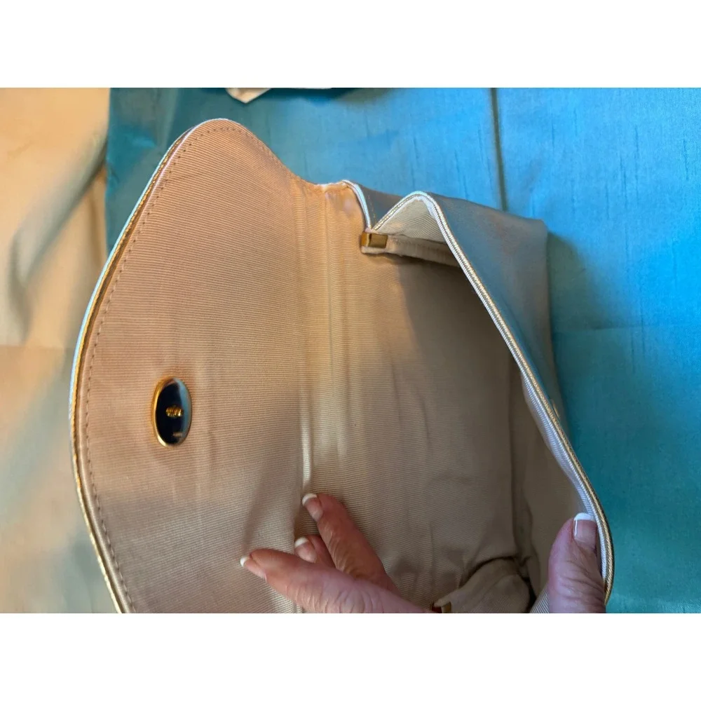 Unbranded Metallic Bronze Clutch Women Small Glam Pleated Evening Envelope Bag